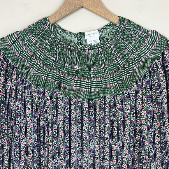 GHOST Arya Midi Dress Floral Cottagecore Romantic Bodice Size Small - Picture 6 of 13